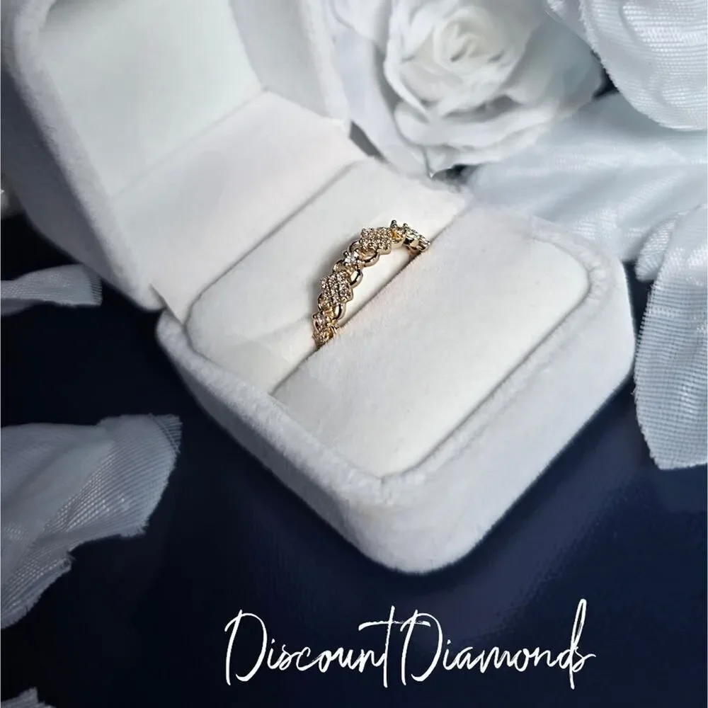 Baguette Diamond Cocktail or Wedding Ring 18K Gold on 925 Sterling Silver